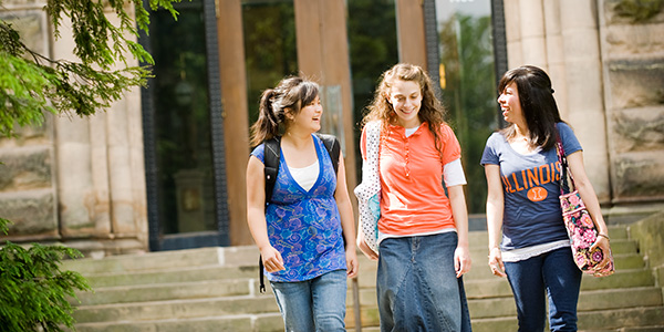 Students walking on the Quad.